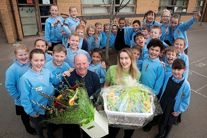 site manager Keith Challinor, Gemma Shepherdson and Pear Tree Primary School - resize (1)