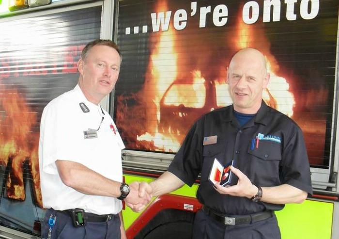 Kevin Smith, Nantwich fireman with long service award