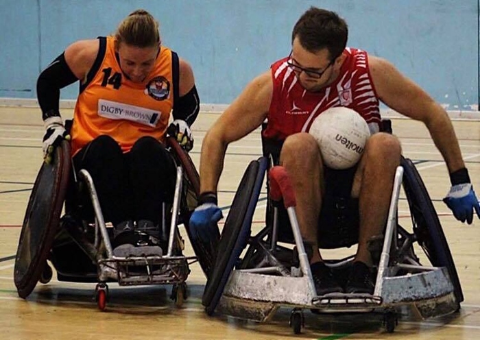 Kieran Flynn (right) in wheelchair rugby