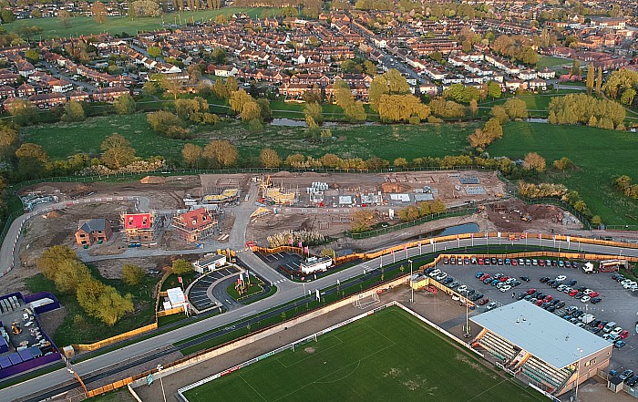 Kingsbourne development and Weaver Stadium in Nantwich