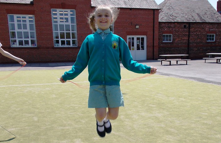 Lacey skipping for Wyche primary as part of BHF event