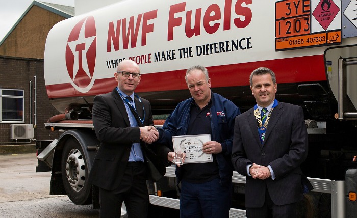 Left to right - Graham Smerdon Pen Underwriting, Driver of the Year Winner Ian Ross of NWF and Duncan Grant FPS President