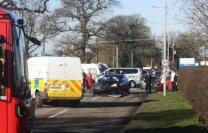 Long delays after road accident outside Leighton Hospital