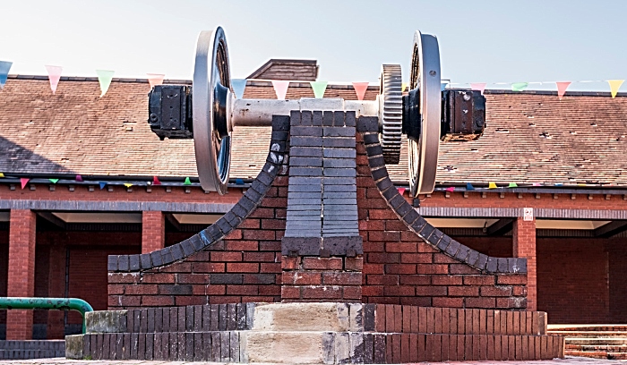 Locomotive Wheels sculpture in Crewe