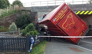 Lorry collides with railway bridge on Whitchurch Road, Beeston