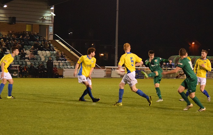 Man of the Match Matt Bell scores the first goal from distance v Skelmersdale