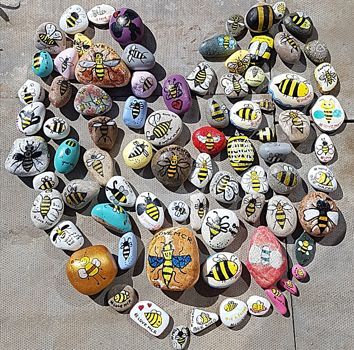 Manchester Arena terror attack anniversary - worker bee pebbleart (1)