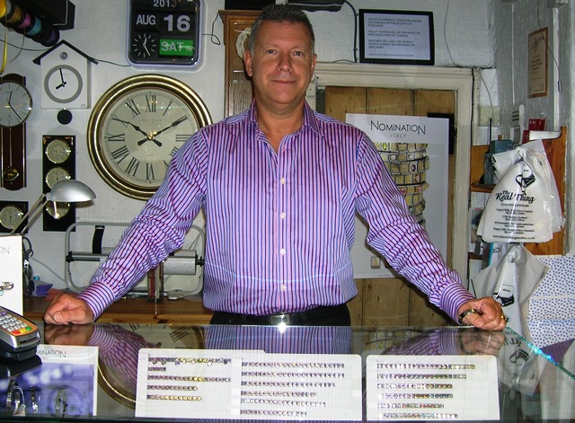 Mark Robinson with Nomination collection at Magpie Gifts in Nantwich