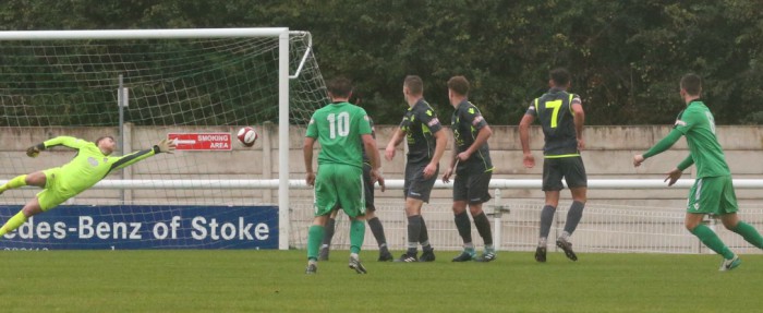 Matt Bell curls the free kick in perfectly-fine finish