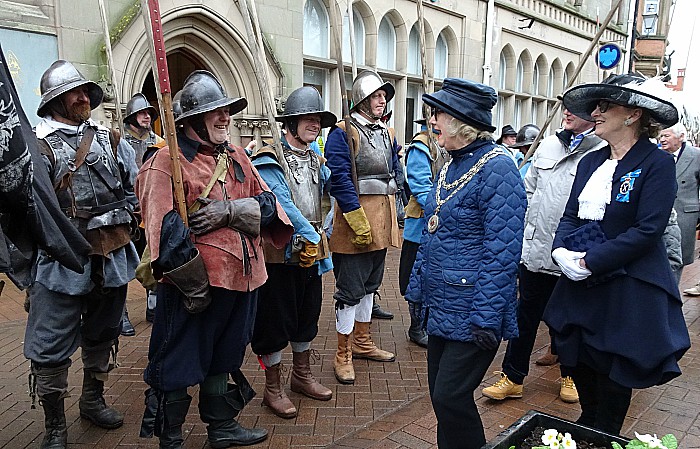 Mayor of Nantwich Councillor Cllr Peggy Butterill chats to the troops