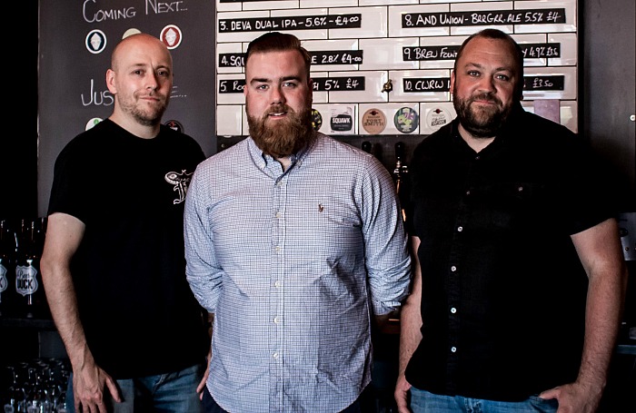 Craft beer fans Mike Ramm, Sam McGarrigle & Jon Mitchell at Nantwich Beer Dock, meet the brewer event