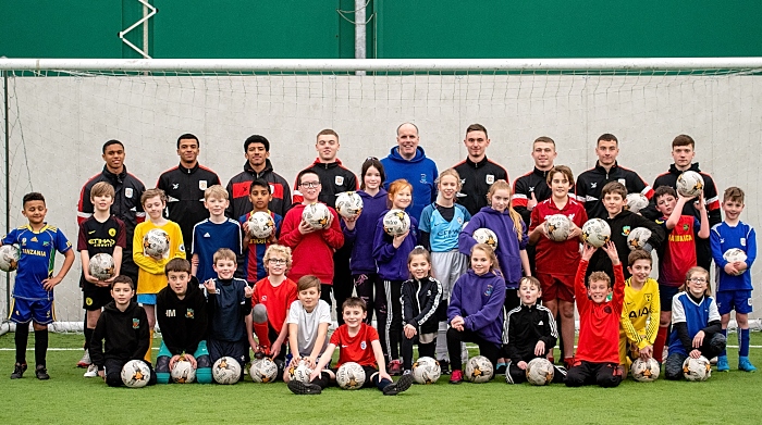 Millfields school pupils with Crewe Alex apprentices 2019 (1)