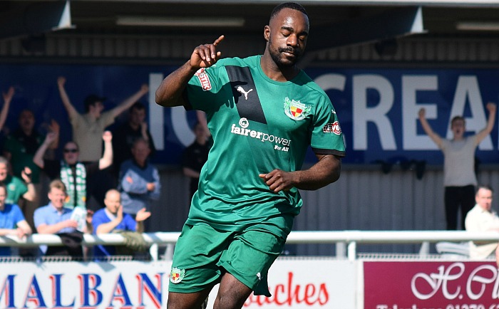 Nantwich 1st goal - Joe Mwasile celebrates