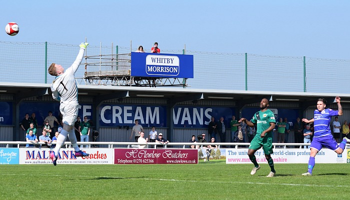 Nantwich 1st goal - Joe Mwasile lobs over Ashton goalkeeper Luke Pilling