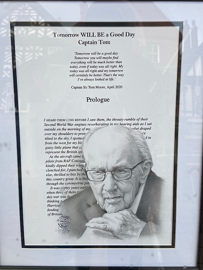 Nantwich Bookshop & Coffee Lounge - window display - Captain Sir Tom Moore