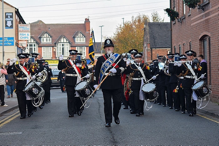 Remembrance Nantwich - Cheshire Police Band parade along Market Street (1)