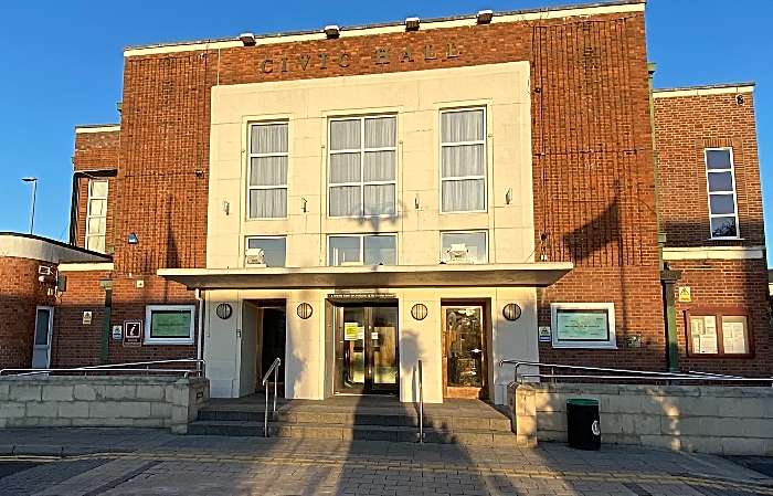 vaccination - Nantwich Civic Hall close to sunset - Oct 2020 (1)