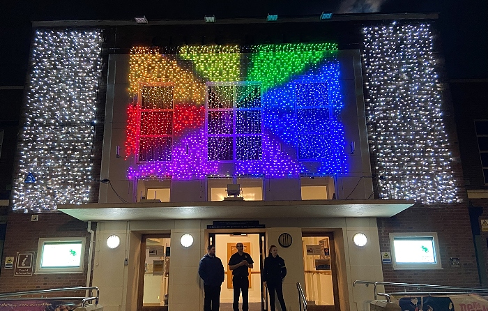 Nantwich Civic Hall frontage lit up (1)