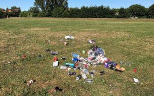 After the River Weaver dropped, this was the result of throwing bottles into the water.
Then the clearance - cleared area of around 50 bags of mud-covered waste litter from
the otters den and river edges