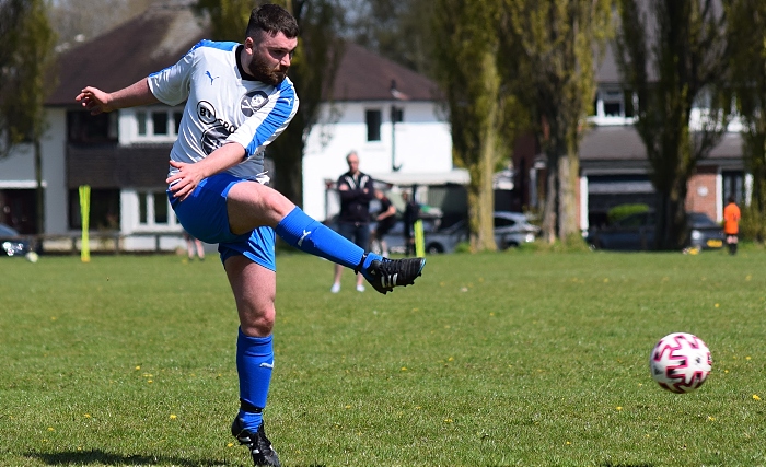 Nantwich Pirates player shoots at goal (1)