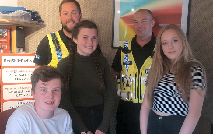 Nantwich Police visit RedShift radio and grilled by Brine Leas students