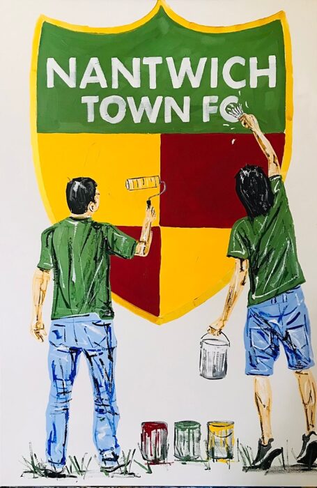 Nantwich Town FC crest painting by Tony Denton (1)