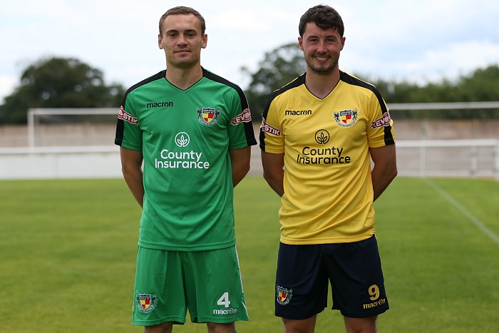 Nantwich Town FC - new green home (modeled by Theo Stair) and yellow-black away (Harry Clayton) kits