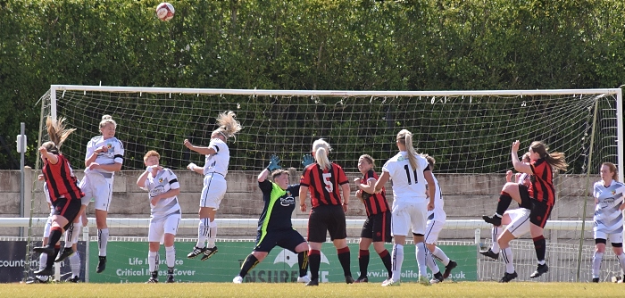 Nantwich Town Ladies FC head the ball clear of danger (1)