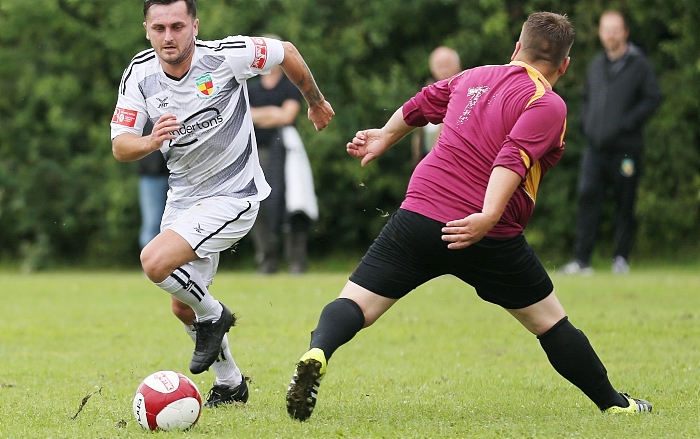 Nantwich Town capatin Caspar Hughes pushes fowards (1)