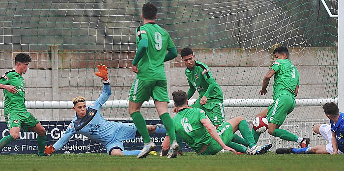 Nantwich Town defend against Warrington Town