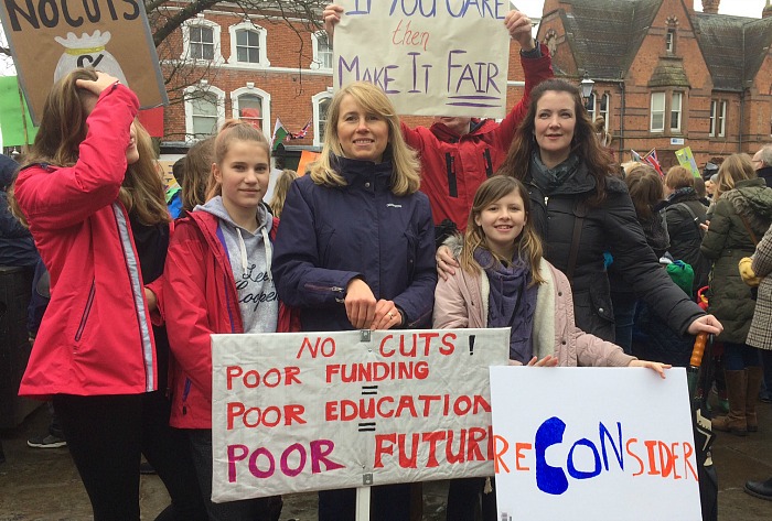 Nantwich families at school funding cuts protest