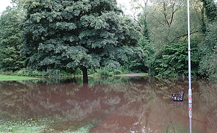 Nantwich flood - Thurs 13-6-19 – River Weaver overflows at Mill Island (1)