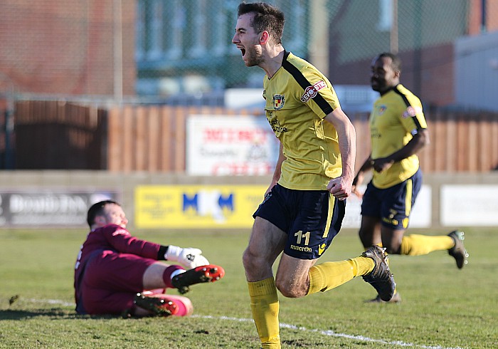 Nantwich goal - Nathan Cotterill celebrates his goal v Whitby