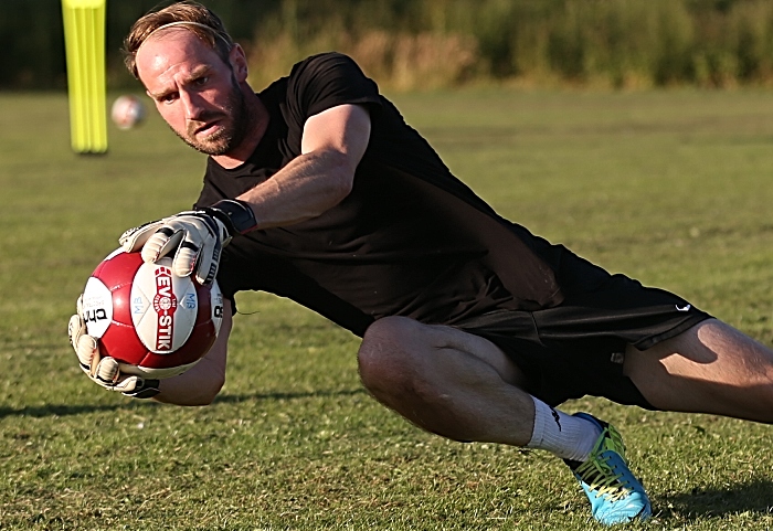 New Dabbers goalkeeper Greg Hall saves the ball during training (1)