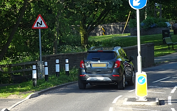 New splitter island located on Church Lane throws traffic heading towards Crewe (1)