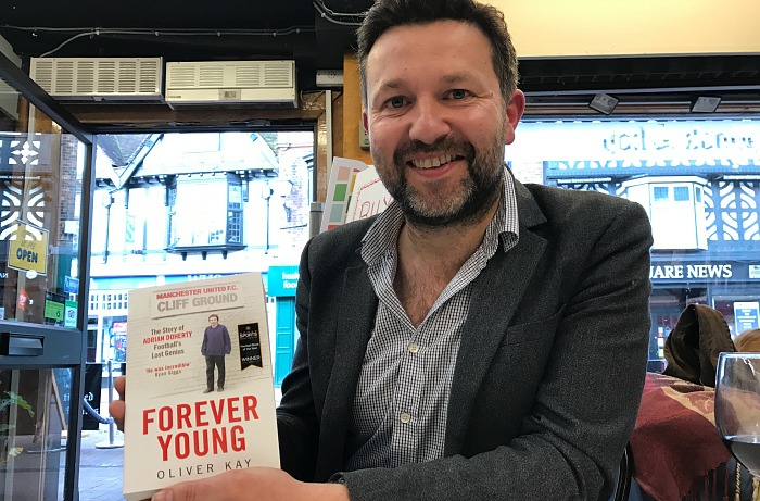 Oliver Kay with his book - Forever Young - The Story of Adrian Doherty Footballs Lost Genius