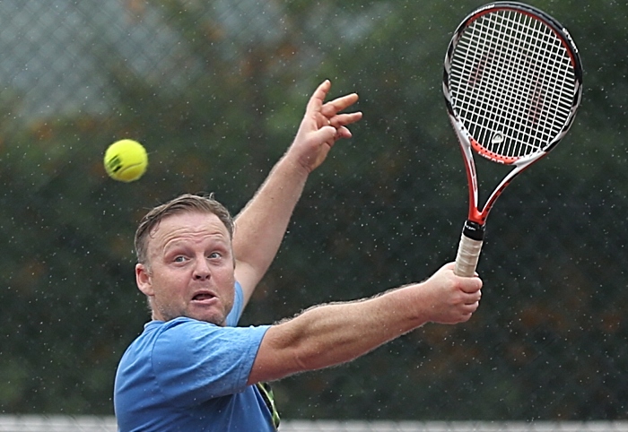 Open Doubles Final - Paul Unwin eyes the ball (1)