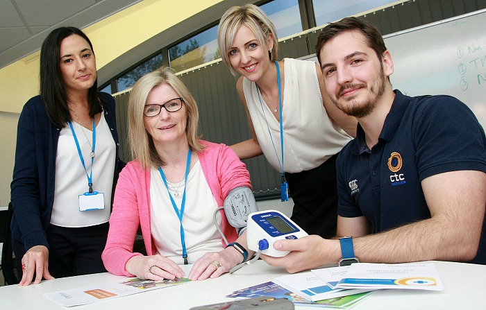 Healthcare - physiotherapist Georgios Christopoulos from ctchealthcare with Trak Global HR director Claire Birks and colleagues Caroline Meachin and Beckie Stevenson