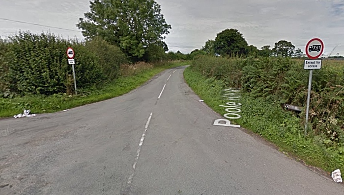 Poole hill road nantwich - dead dog - pic from Google Maps