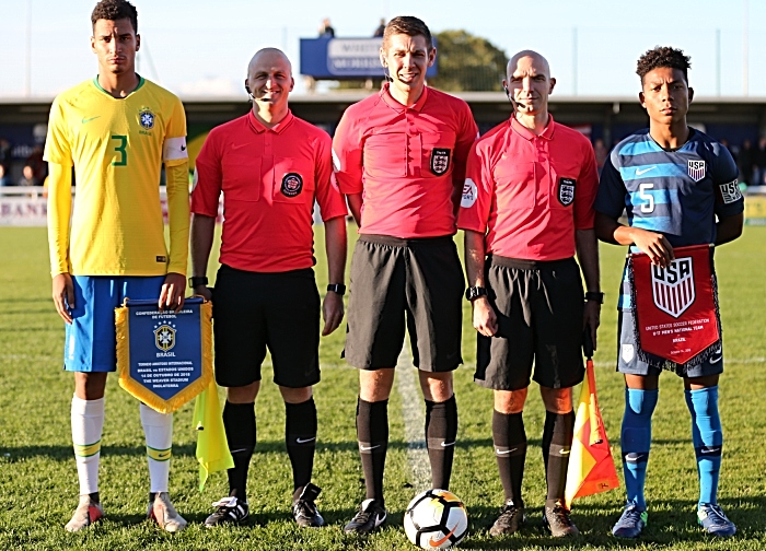 Pre-match - officials and team captains with pennants (1)