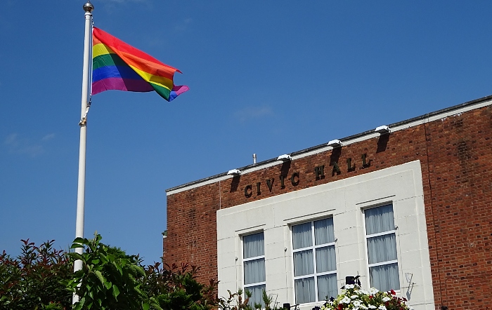 Pride flag outside Nantwich Civic Hall (2) (1)