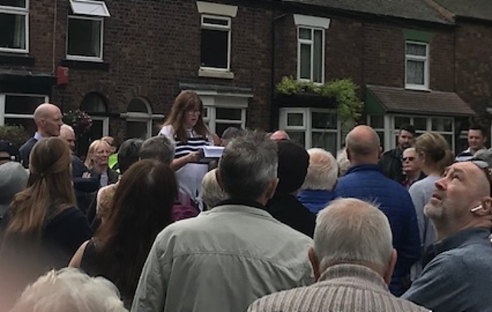 Rachel Cole addresses the Barony Park crowd