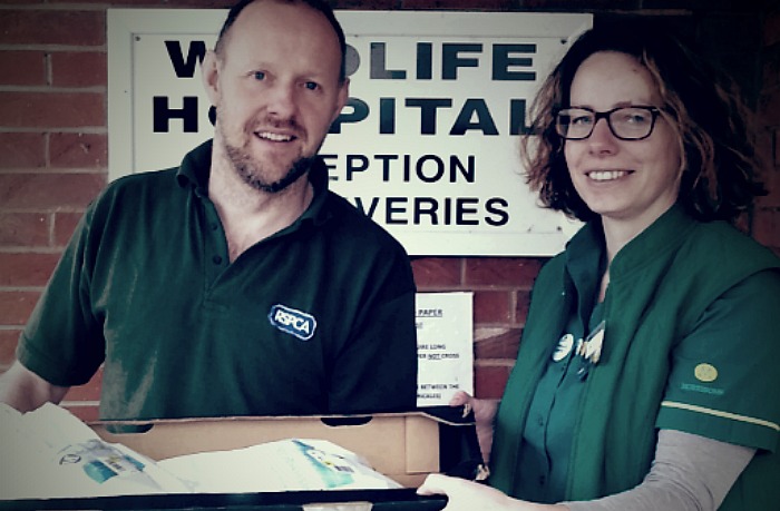 Community champion Rachel Lewis delivering fish for rescued otters at Stapeley Grange wild animal rescue centre