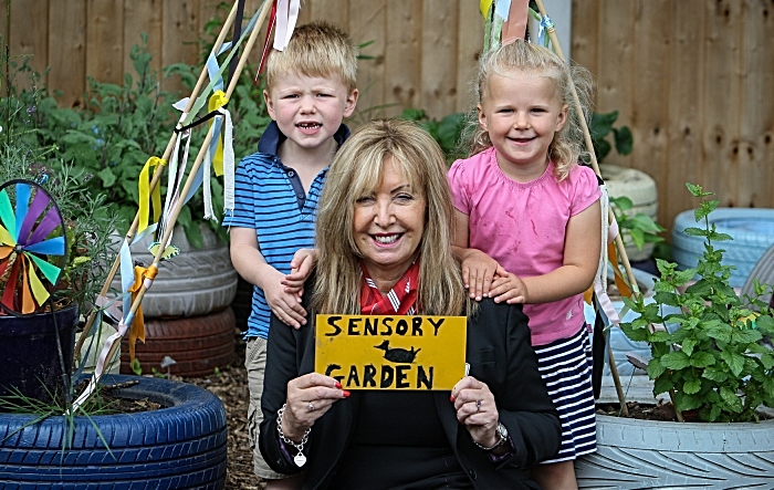 sensory garden Rebeccas Day Nursery - Joseph & Millie with Sylvia Dixon