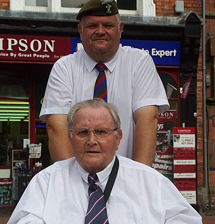 Rob Richardson drummer with his dad on VE Day