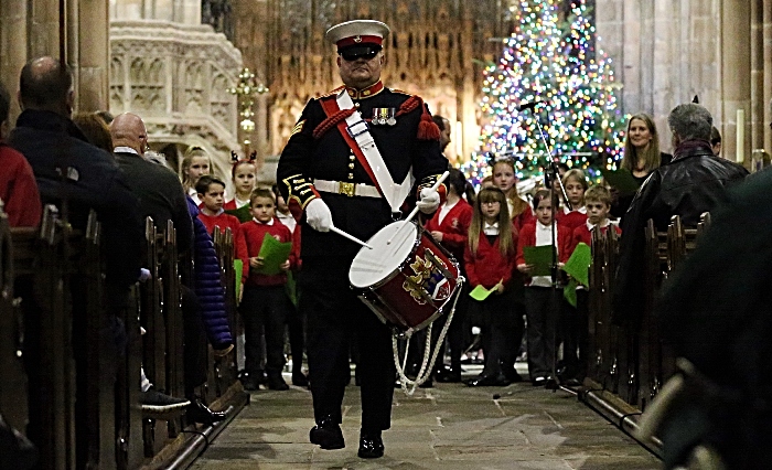 Robert Richardson plays the drum during The Little Drummer Boy accompanied by Elworth Hall School Choir (1)