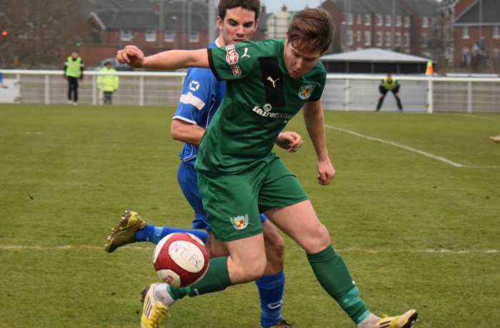 Ryan Brooke controls the ball v Barwell