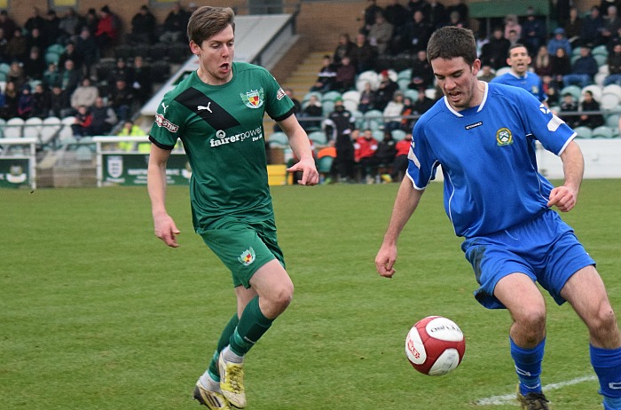 Ryan Brooke watches the ball - Nantwich Town v Barwell