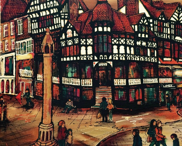 Sally Huntington artist, Chester Shopping Day