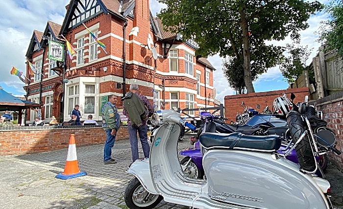 Dabbers Scooter club at the front of The Railway Hotel (1)